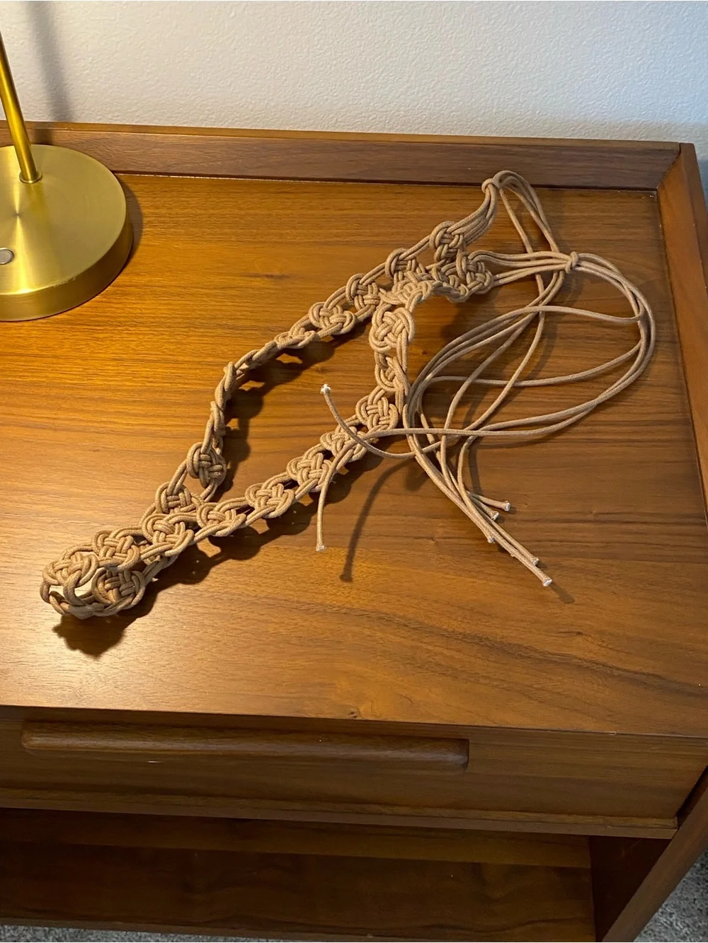 Zara Braided Macramé Waist Belt in Tan